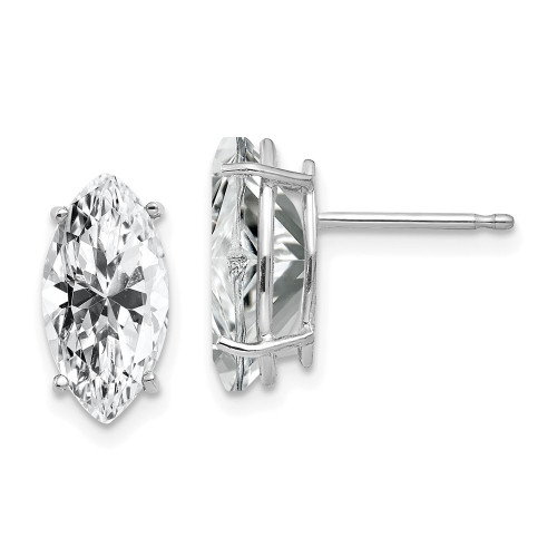 11mm 14k White Gold 10x5mm Cubic Zirconia Marquise Stud Earrings
