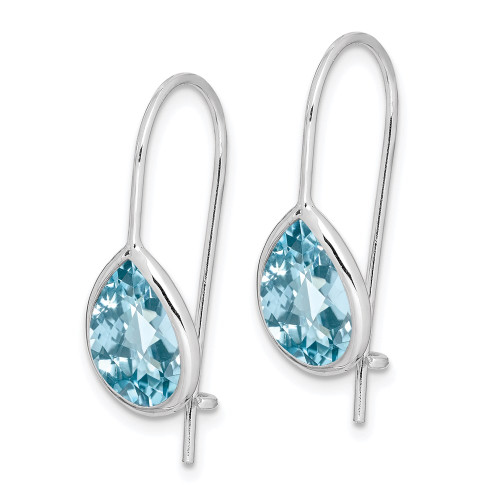 20mm Sterling Silver Rhodium-plated Blue Topaz Teardrop Earrings