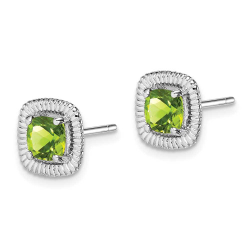 Image of 9.15mm Sterling Silver Rhodium-plated Peridot Square Post Earrings