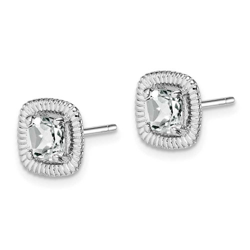 Image of 9.15mm Sterling Silver Rhodium-plated White Topaz Square Post Earrings