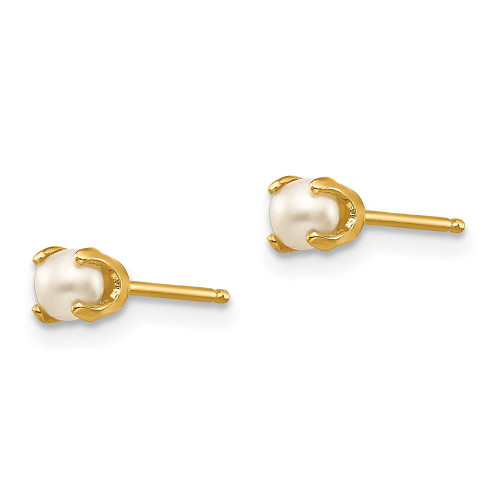 3mm 14K Yellow Gold 3mm June/Freshwater Cultured Pearl Post Earrings