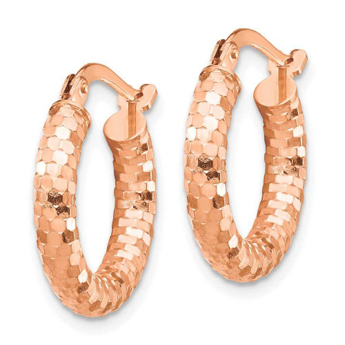 Image of 10mm 14k Rose Gold 3x10mm Diamond-cut Hoop Earrings