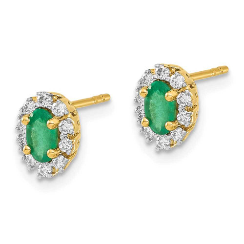 Image of 14K Yellow Gold Lab Grown Diamond 1/5ctw SI1/SI2, G H I, & Created Emerald Earrings