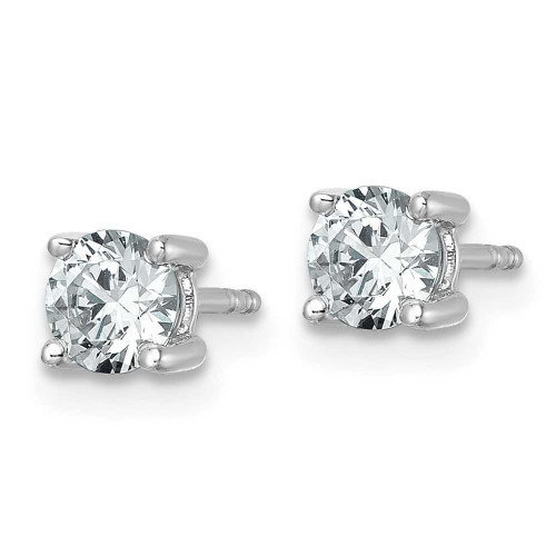 Image of 14k White Gold 1 carat total weight Round Certified SI1/SI2 G H I Lab Grown Diamond 4 Prong Stud Post Earrings