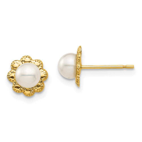 Image of 7.37mm 14K Yellow Gold Madi K 4-5mm White Button Freshwater Cultured Pearl Post Earrings SE2959