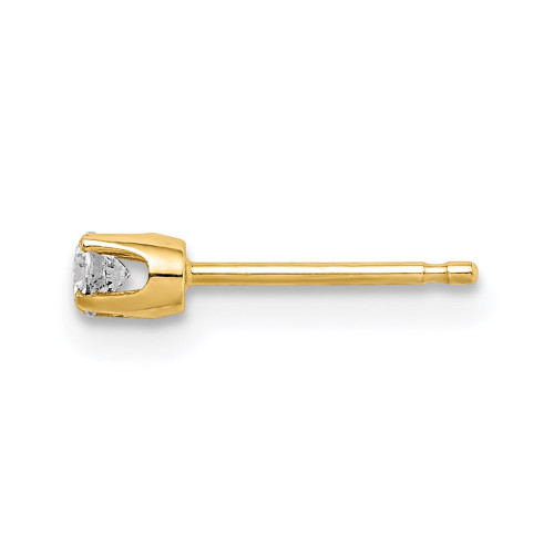 4mm 14K Yellow Gold Single Stud Diamond Earrings XA2AA-S