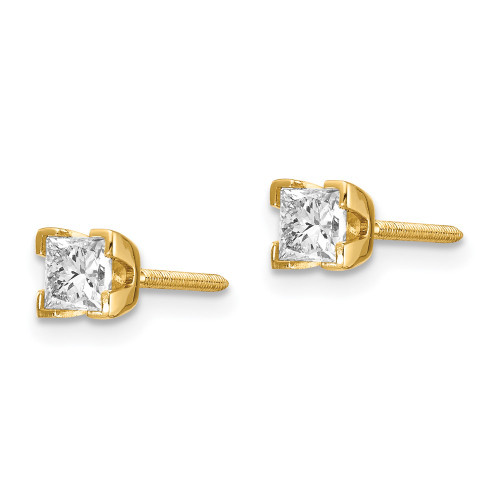 3.5mm 14K Yellow Gold AA Quality Complete Princess-cut Diamond Stud Earrings XAP4AA
