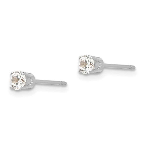 Image of 4mm 14k White Gold 3.25mm CZ stud earrings