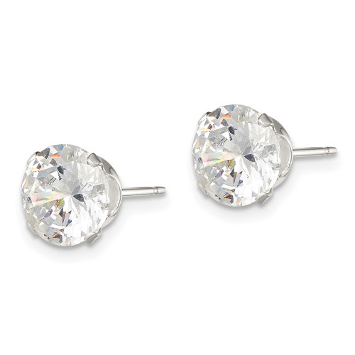 8mm Sterling Silver 8mm Round Snap Set CZ Stud Earrings