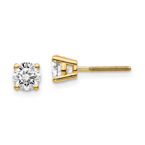 Image of 4.8mm 14k Yellow Gold .95ct. SI3 G-I Diamond Stud Thread on/off Post Earrings