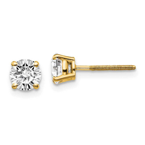 Image of 5mm 14k Yellow Gold 1.00ct. SI3 G-I Diamond Stud Thread on/off Post Earrings