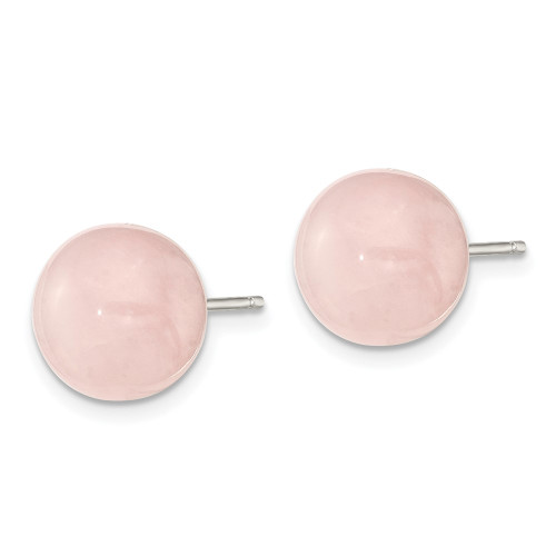 10-10.5mm Sterling Silver 10-10.5mm Rose Quartz Button Post Earrings