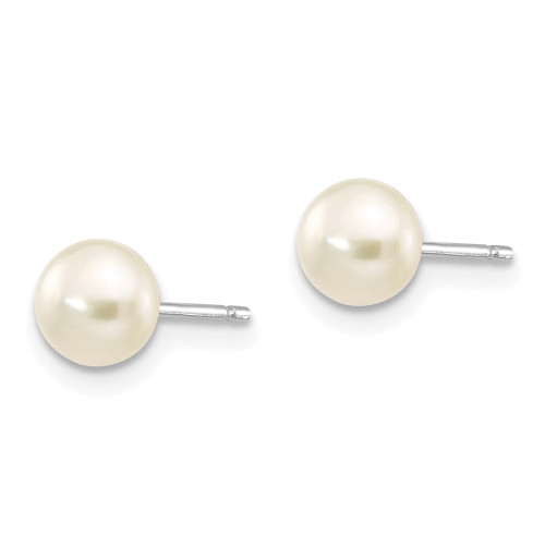 5-6mm 14k White Gold 5-6mm White Button Freshwater Cultured Pearl Stud Post Earrings