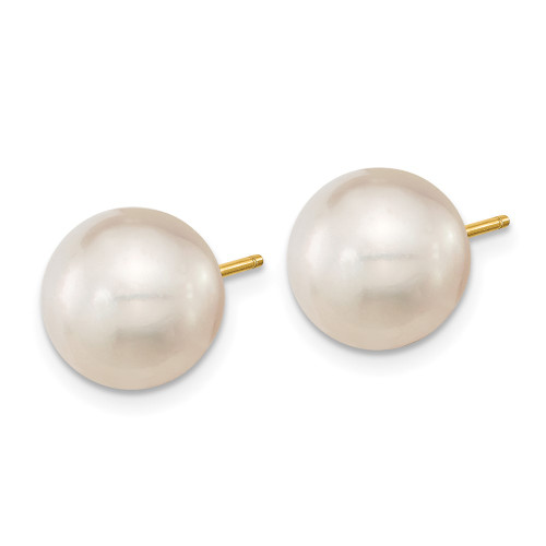 10-11mm 14K Yellow Gold 10-11mm White Round Saltwater Cultured South Sea Pearl Post Earrings