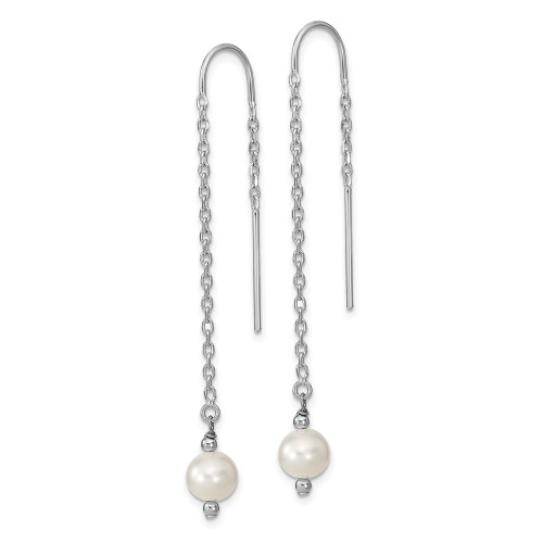 61mm Sterling Silver Rhodium-plated Polished White 6-7mm Freshwater Cultured Pearl Threader Earrings
