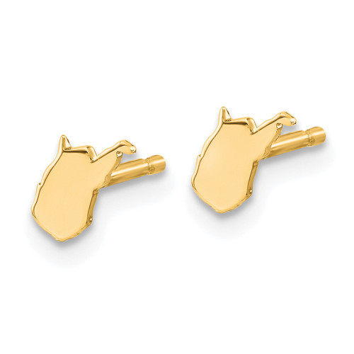 6.16mm 14k Yellow Gold West Virginia State Earrings
