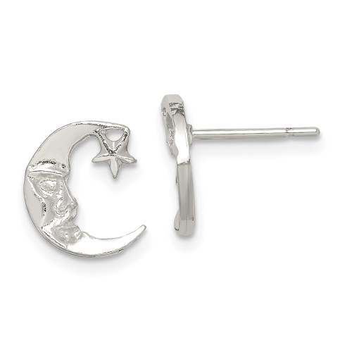 11mm Sterling Silver Moon Mini Earrings