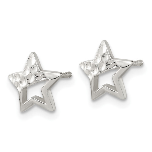 8.3mm Sterling Silver Hammered Star Post Earrings