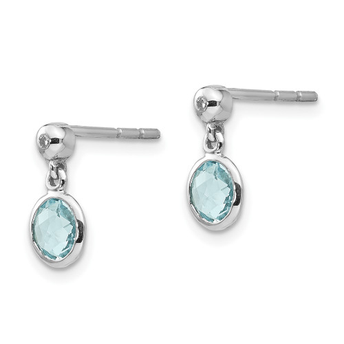 11mm White Ice Sterling Silver Rhodium-plated Blue Topaz And Diamond Post Dangle Teardrop Earrings QW360