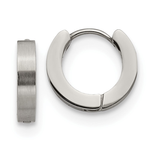 13mm Chisel Stainless Steel Brushed and Polished 3mm Hinged Hoop Earrings SRE1223