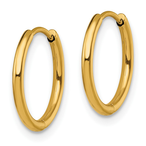 14.5mm Chisel Stainless Steel Polished Yellow IP-plated 1.6mm Hinged Hoop Earrings SRE1458