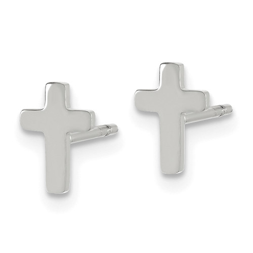 8mm Chisel Stainless Steel Polished Cross Earrings