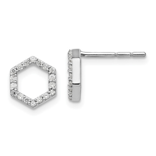 13mm True Origin 14K White Gold 1/5 carat Lab Grown Diamond VS/SI D E F Hexagon Post Earrings