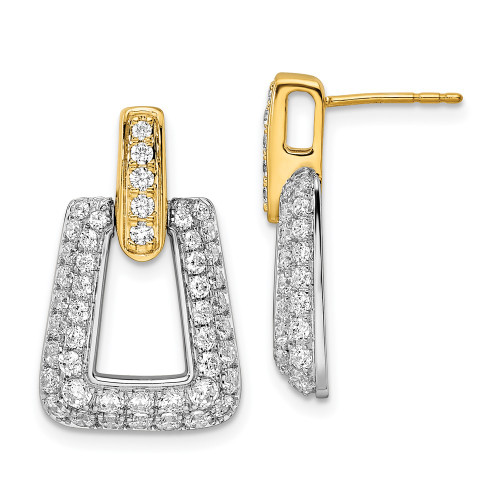 22.45mm True Origin 14K Two-tone Gold 1 3/4 carat Lab Grown Diamond VS/SI D E F Fancy Post Earrings