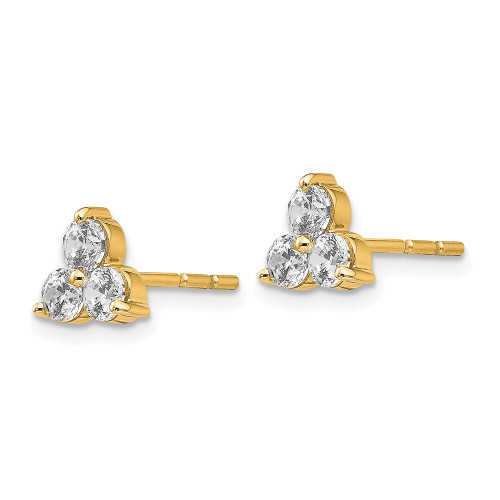 14mm True Origin 14K Yellow Gold Gold 3/4 carat Lab Grown Diamond VS/SI D E F 3 Stone Post Stud Earrings