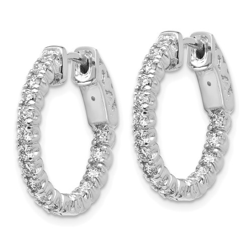 14mm True Origin 14k White Gold 1 carat Lab Grown Diamond VS/SI D E F Safety Clasp In and Out Hoop Earrings