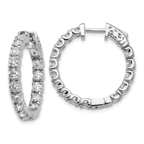 25mm True Origin 14k White Gold 2 3/4 carat Lab Grown Diamond VS/SI D E F Safety Clasp In and Out Hoop Earrings