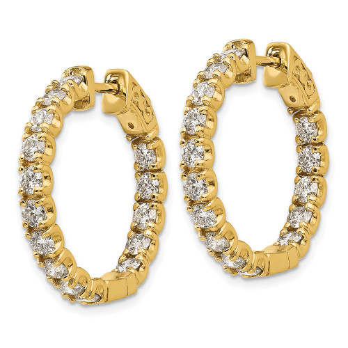 15mm True Origin 14K Yellow Gold 2 3/4 carat Lab Grown Diamond VS/SI D E F Safety Clasp In and Out Hoop Earrings