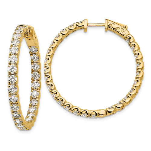 29mm True Origin 14K Yellow Gold 4 7/8 carat Lab Grown Diamond VS/SI D E F Safety Clasp In and Out Hoop Earrings