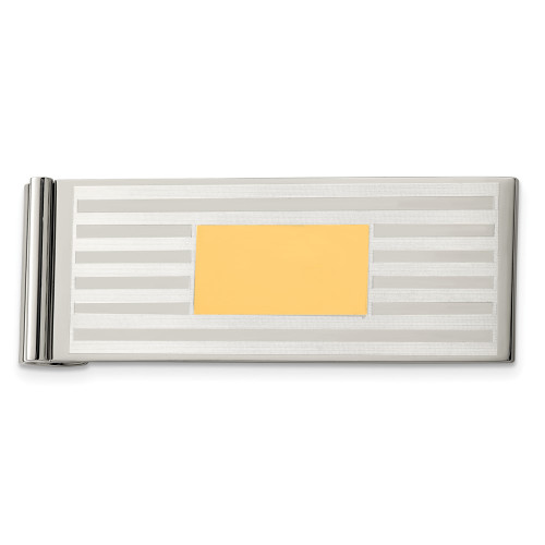 Chisel Stainless Steel Brushed and Polished Yellow IP-plated Money Clip SRM129