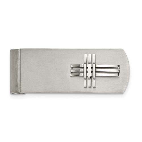 Chisel Stainless Steel Brushed and Polished Cross Money Clip