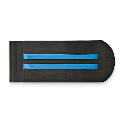 Chisel Stainless Steel Brushed and Polished Black and Blue IP-plated Money Clip