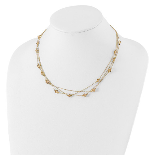 1928 Jewelry Gold-tone Link Light Colorado Faceted Acrylic Beads Three Strand w/ 3 inch extension Necklace