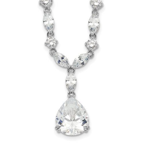 Cheryl M Sterling Silver Rhodium-plated Fancy Marquise-cut & Brilliant-cut Pear CZ 17 Inch Necklace