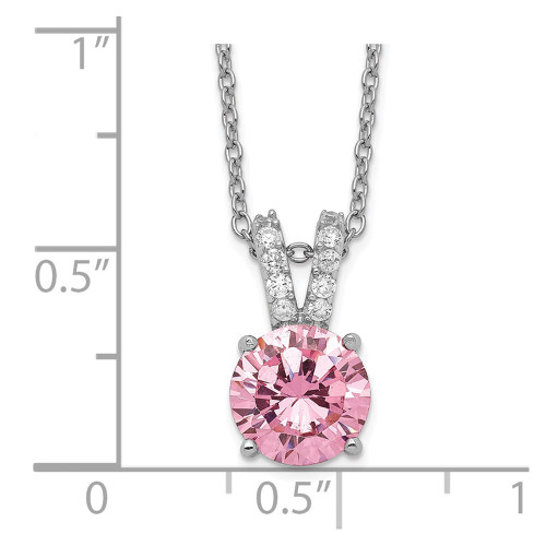 Cheryl M Sterling Silver Rhodium-plated Pink and White Brilliant-cut CZ Split Bail 18 Inch Necklace