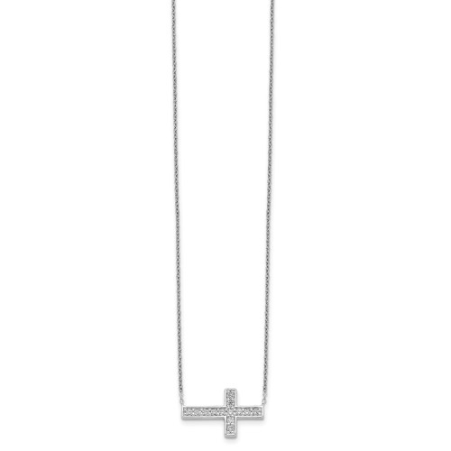 Sterling Silver CZ Cross Necklace QG5253-16