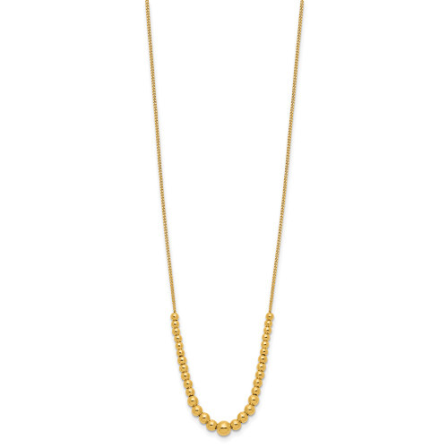 14K Yellow Gold Polished Graduated Beaded Necklace