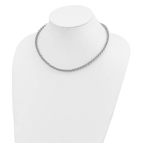 14k White Gold 18in 5mm Polished Fancy Rolo Link Necklace