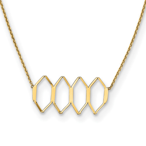 14K Yellow Gold Polished Fancy Shapes w/2 in ext. Necklace