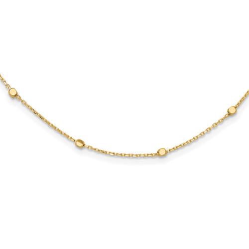 14K Yellow Gold Polished Cube Stations w/ 2in ext. Necklace
