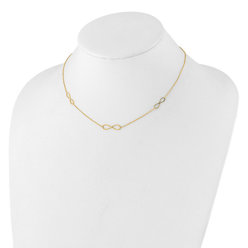 14K Yellow Gold Polished Infinity Stations 16in with 2in ext. Necklace