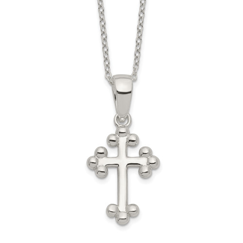 Sterling Silver Polished Cross Necklace QG6067-18