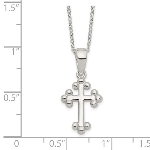 Sterling Silver Polished Cross Necklace QG6067-18