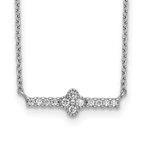 Sterling Silver Rhodium-plated CZ Fancy Bar Necklace QG5496-17.5