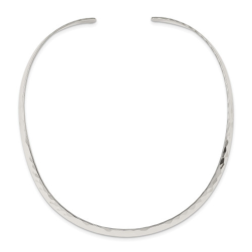 Sterling Silver Polished Hammered 6mm Necklace Collar