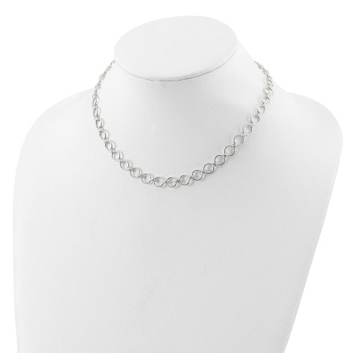 Sterling Silver Polished Circle Link 16 w/2in ext Necklace